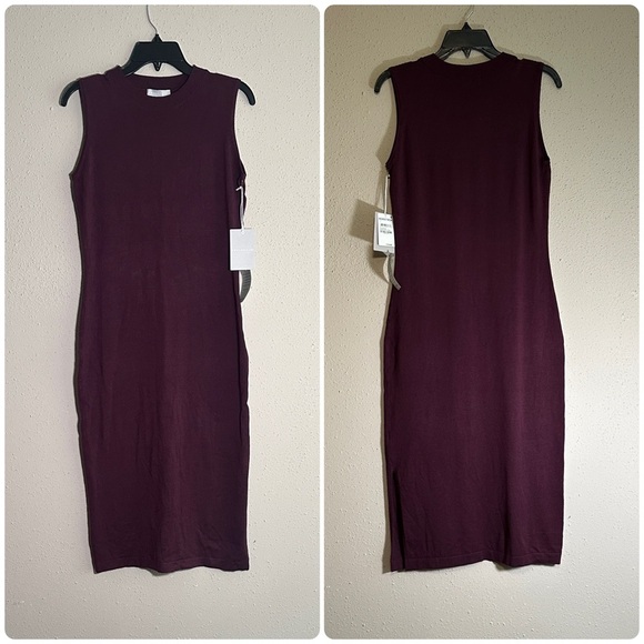 Nordstrom Chelsea28 Sleeveless Midi Sweater Dress women’s Large Burgundy $119 - Picture 4 of 13